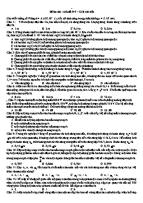 Đề ôn thi Vật lí lớp 12 năm 2017 (Có đáp án) - Mã đề 116